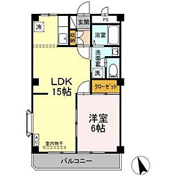ニューエクセル三宅D 1LDKの間取図画像
