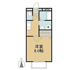 ロージュマンフルールA 1Kの間取図画像