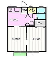 スカイハイツA 2Kの間取図画像