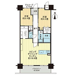 アルファスマート野田 2LDKの間取図画像