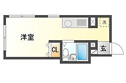 ナッツクラッカー医大東 ワンルームの間取図画像