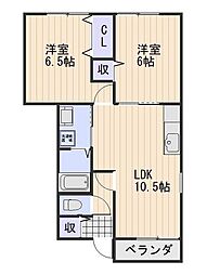 ハイツリー21D 2LDKの間取図画像