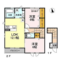 シェーンネーベルB 2LDKの間取図画像