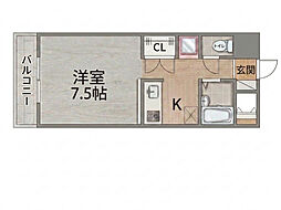 ピアジェ90 1Kの間取図画像