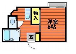 プレアール清心 1Kの間取図画像