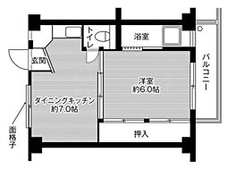 ビレッジハウス妹尾1号棟 2Kの間取図画像