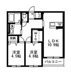 サン・ハイツA 2LDKの間取図画像
