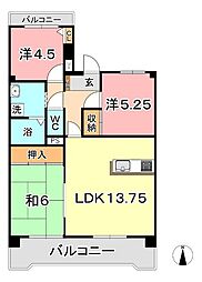 清幸マンション野田 3LDKの間取図画像