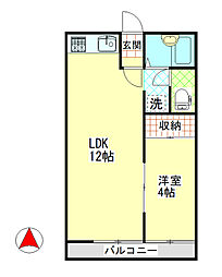 ルネッサンス 1LDKの間取図画像
