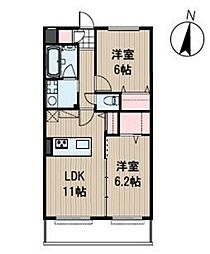 ウッドコート御南 2LDKの間取図画像