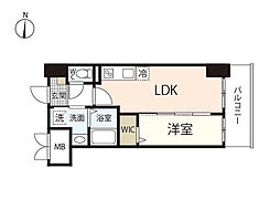 サーパスフォーシア大供 1LDKの間取図画像
