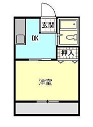 クレオ津島東C 1Kの間取図画像