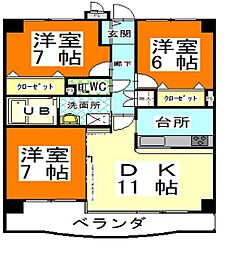 アークハイツ鹿田 3LDKの間取図画像