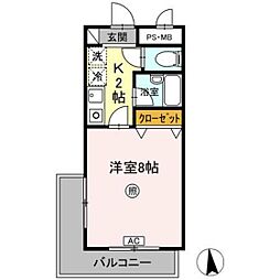 グランドシャリオ2 1Kの間取図画像