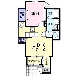 ウィステリアコーキA 1LDKの間取図画像