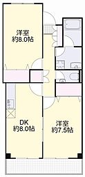 谷万成プリーモ 2DKの間取図画像