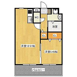 Wisteria 1LDKの間取図画像