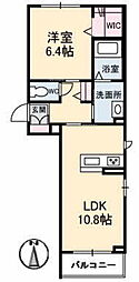 ソレイユコート高柳西町 1LDKの間取図画像