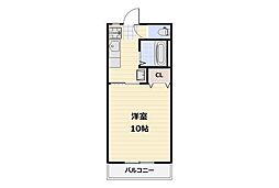 アジュール下中野 1Kの間取図画像