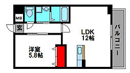 Flats豊成 1LDKの間取図画像