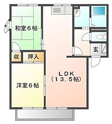 フレグランスみしま 2LDKの間取図画像