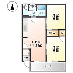 グリーンパレス2 2LDKの間取図画像