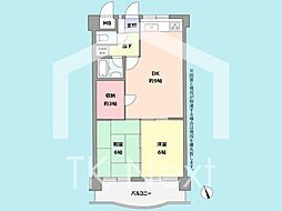 ライオンズマンション三原第2 2DKの間取図画像