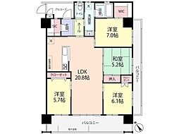 ウィングシャトゥー古波蔵弐番館 4LDKの間取図画像