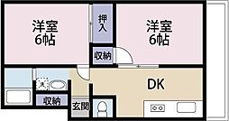 レジデンスB 2DKの間取図画像