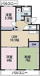 ルミエール石川 3LDKの間取図画像
