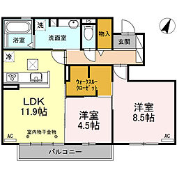 コーポ黄金島 2LDKの間取図画像