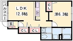 ウッドパストラル 1階1LDKの間取り