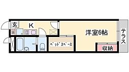 ドミール中島N 1Kの間取図画像
