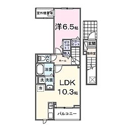 アンサードリーム加古川 1LDKの間取図画像