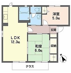 クローバー藤田 2LDKの間取図画像