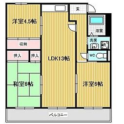 コーポ青山1 3LDKの間取図画像