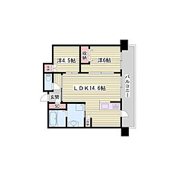 姫路ザ・レジデンス 2LDKの間取図画像