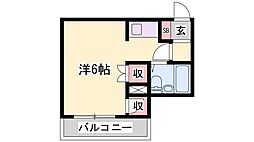 フローラル北平野 ワンルームの間取図画像