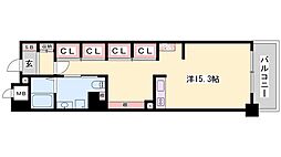 キャッスルコート西新町 1Kの間取図画像