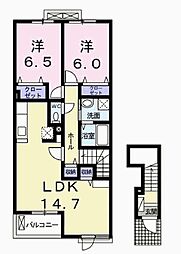 ルヴェデュソレイユ 2LDKの間取図画像