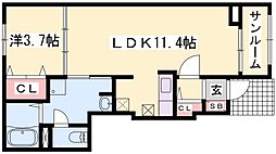 シャルエール 1LDKの間取図画像