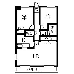 サライブビル 2LDKの間取図画像