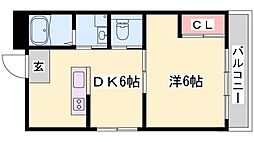 高齢者市民住宅カリヨン三蔵田 1DKの間取図画像