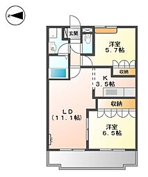 パークアヴェニュー 2LDKの間取図画像
