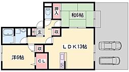 ライブタウンシカマ阿成B 2LDKの間取図画像