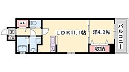 ラルース元塩 1LDKの間取図画像