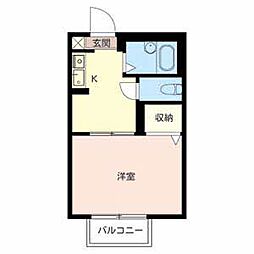 フレンドリー上中 1Kの間取図画像