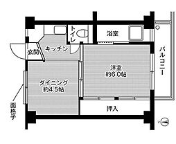 ビレッジハウス今在家2号棟 1DKの間取図画像