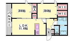 コントレイル 2LDKの間取図画像