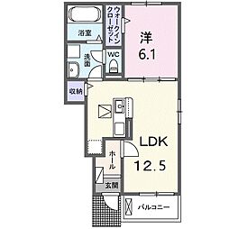 シーズンテラス勝原 1LDKの間取図画像